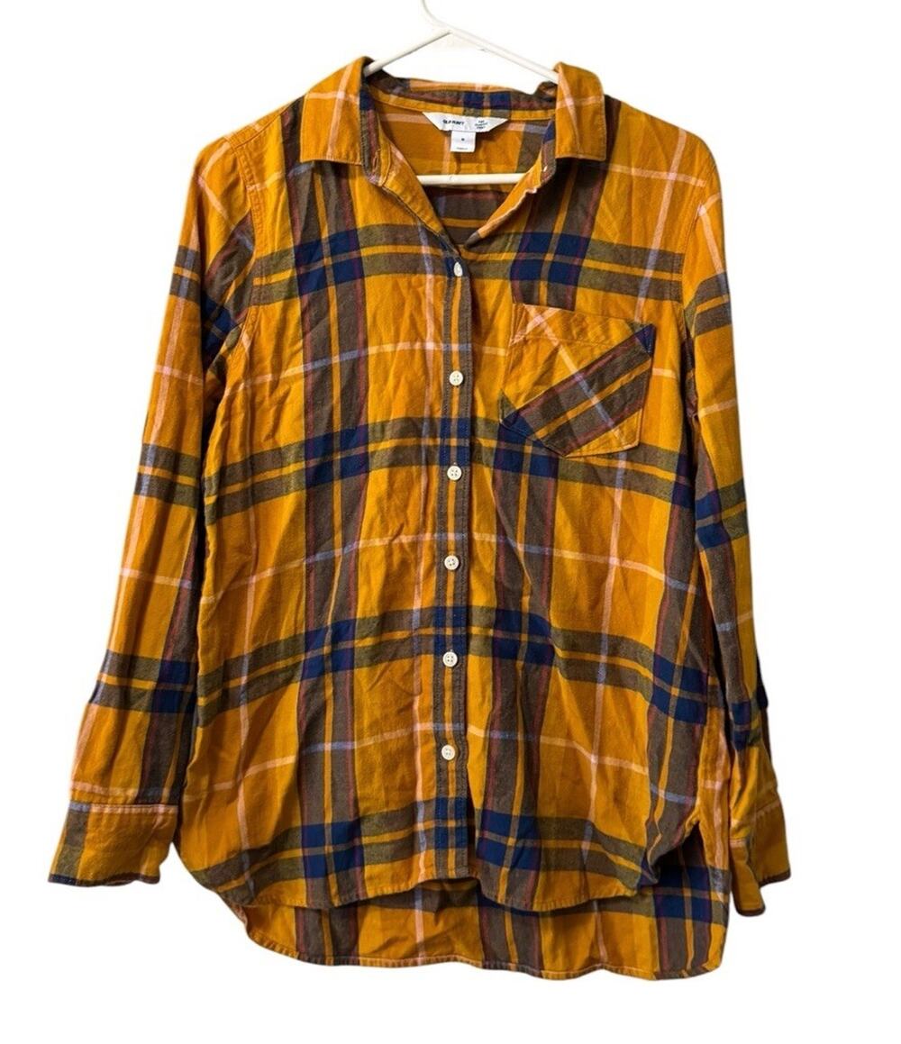 Old Navy The Classic Shirt Women Size Medium Button Down Flannel Shirt Autumn